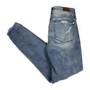 Judy Blue Jeans Womens Size 3/26 Skinny Fit Mid Rise Distressed Blue Denim Pants